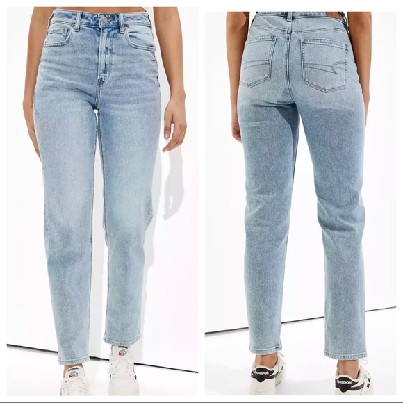 American Eagle Outfitters Denim - AE AMERICAN EAGLE Stretch Mom Straight Jean Light Wash New Label Size 8
